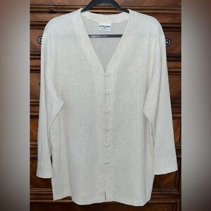 Alfred Dunner Cream Button-Up Women's Top